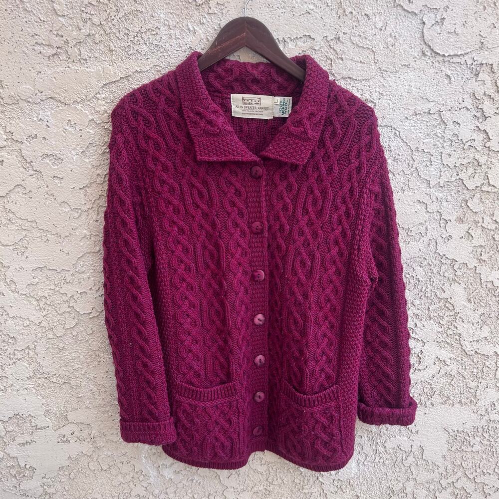 Aran Sweater Market Cable Knit Cardigan Size Women’s Medium - Picture 1 of 5